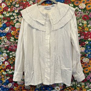 Vintage Embroidered Statement Collar Blouse